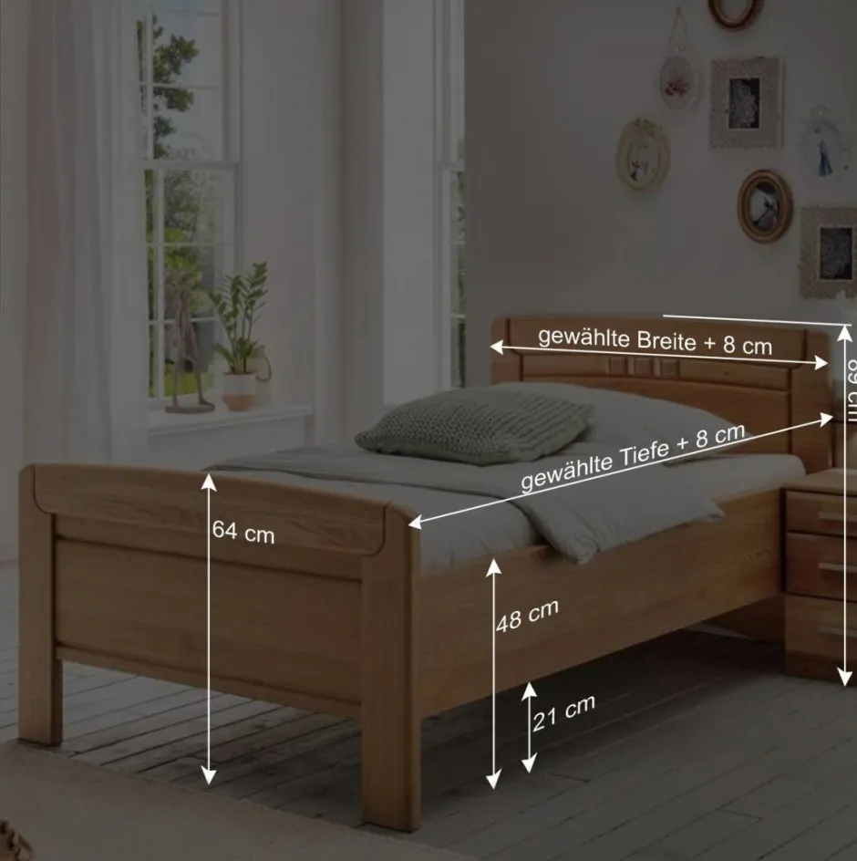 Wohnen Einzelbett & Nachtkommode in Eiche - Sendician (zweiteilig)