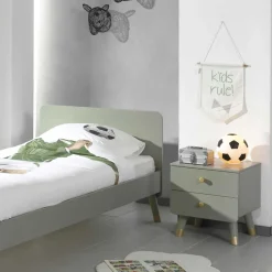 Wohnen Einzelbett in Graugrün & Gold - Appoloni (zweiteilig)