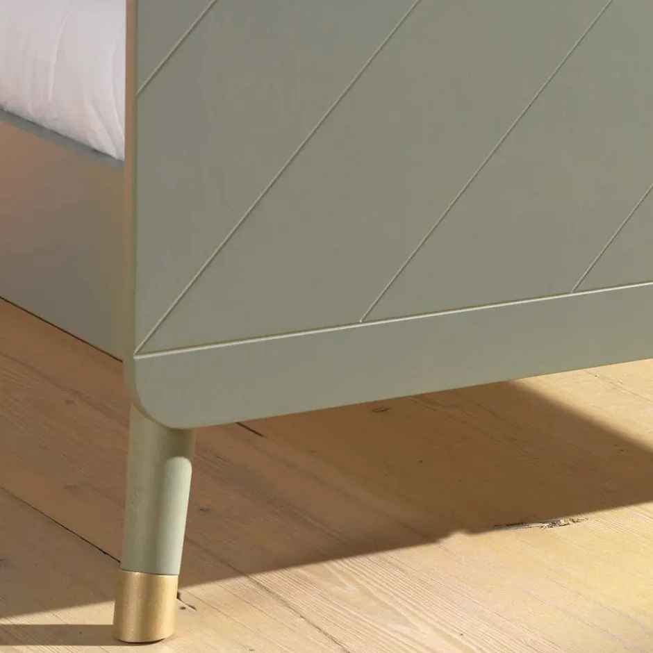 Wohnen Einzelbett in Graugrün & Gold - Appoloni (zweiteilig)