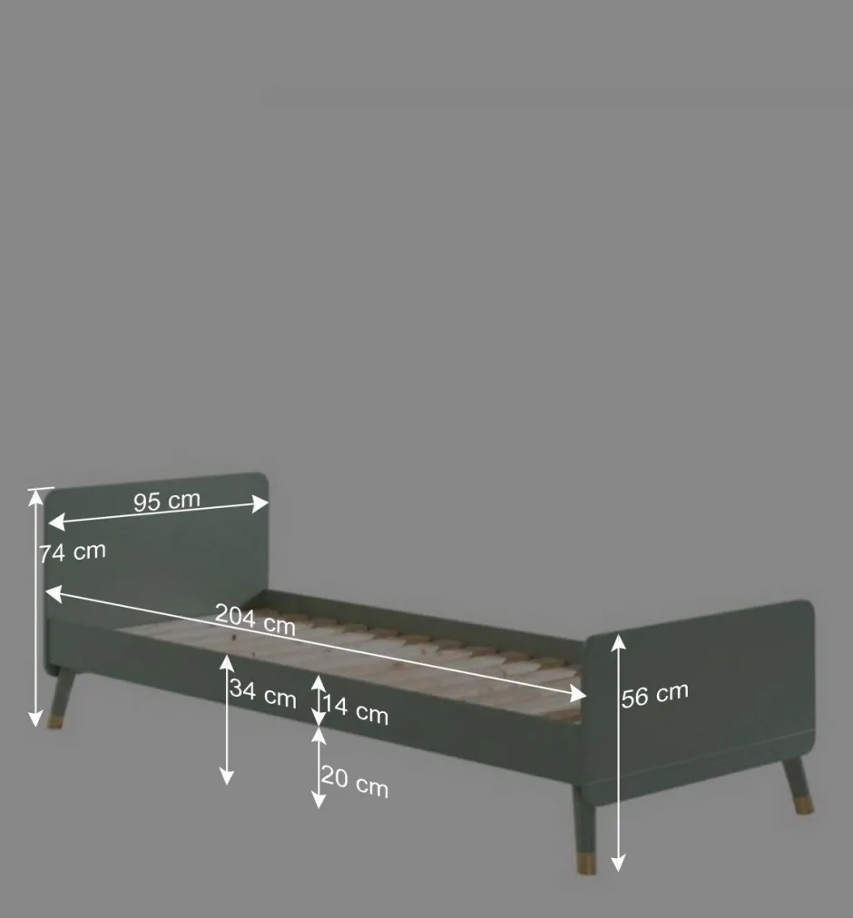 Wohnen Einzelbett in Graugrün & Gold - Appoloni (zweiteilig)