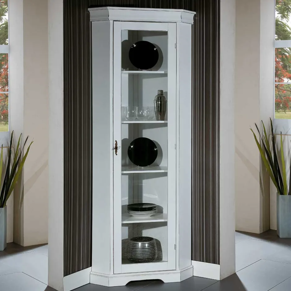 Wohnen Elegante Eckvitrine im Vintage Landhaus Look - Zarinas