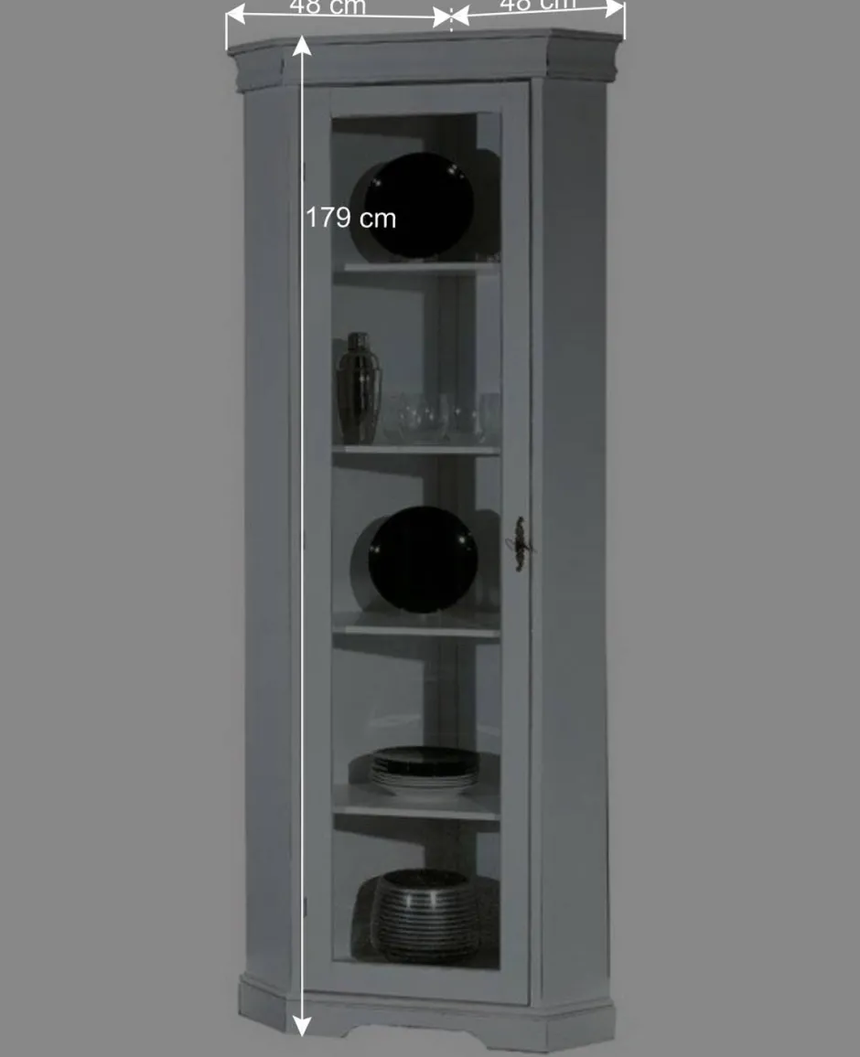 Wohnen Elegante Eckvitrine im Vintage Landhaus Look - Zarinas