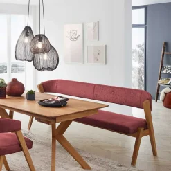 Elegante Esszimmer-Bank in Rot & Wildeiche - Ovenciana^Wohnen Discount