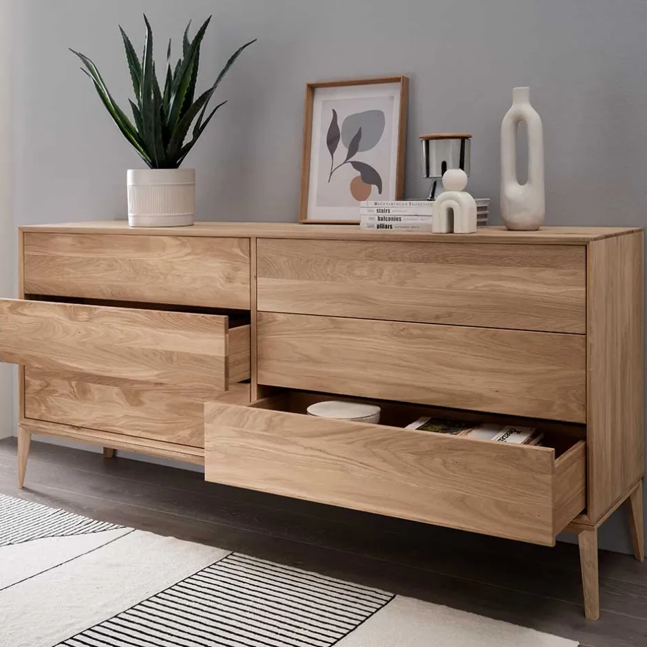 Elegante Kommode aus Wildeiche Bianco geölt - Lamia^Wohnen Discount