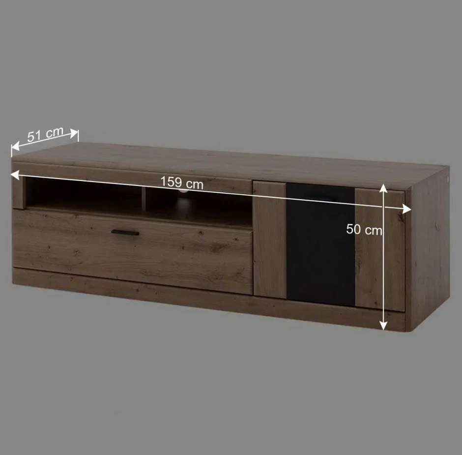 Elegante TV Bank in Eiche & Grau - Larinca^Wohnen Online