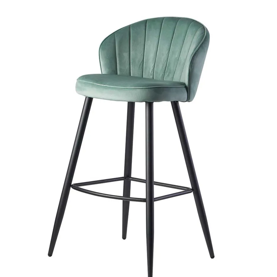 Wohnen Eleganter Barstuhl in Mintgrün Samt - Bennet
