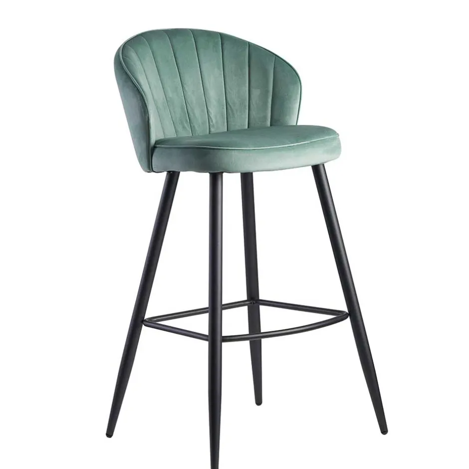 Wohnen Eleganter Barstuhl in Mintgrün Samt - Bennet
