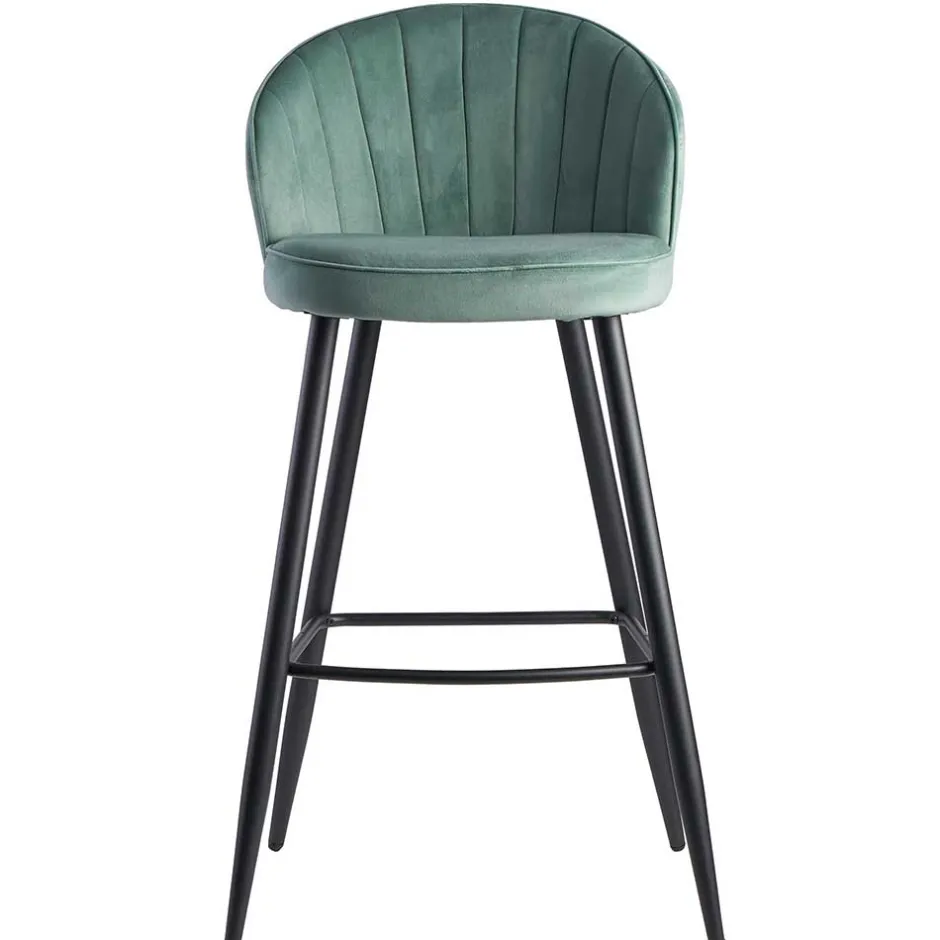 Wohnen Eleganter Barstuhl in Mintgrün Samt - Bennet