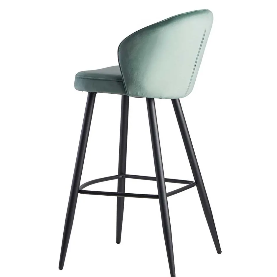 Wohnen Eleganter Barstuhl in Mintgrün Samt - Bennet