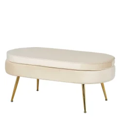 Eleganter Retro Style Hocker in Beige & Gold - Lugano^Wohnen Hot