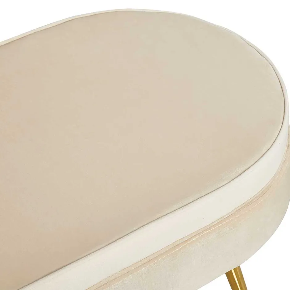 Eleganter Retro Style Hocker in Beige & Gold - Lugano^Wohnen Hot
