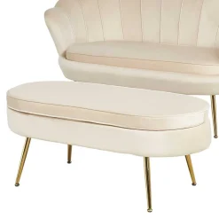 Eleganter Retro Style Hocker in Beige & Gold - Lugano^Wohnen Hot