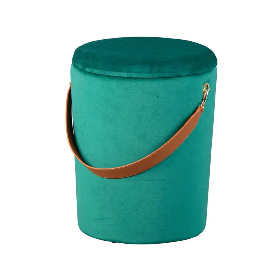 Eleganter Samt Polsterhocker in Grün & Braun - Campitello^Wohnen Best