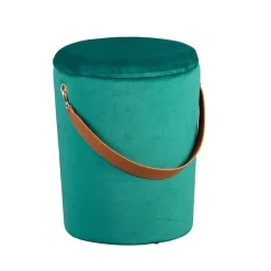 Eleganter Samt Polsterhocker in Grün & Braun - Campitello^Wohnen Best