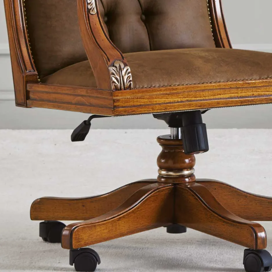 Wohnen Eleganter Schreibtischsessel in Braun mit Silber - Zaisan