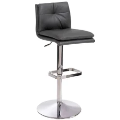 Wohnen Eleganter Tresenstuhl in Dunkelgrau & Chrom - Fregato