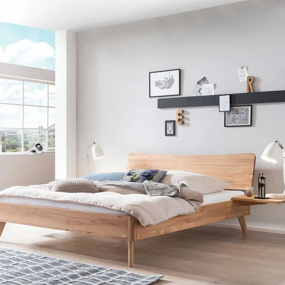 Wohnen Elegantes Holzbett aus geölter Wildeiche - Mathan