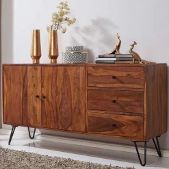 Elegantes Loft Sideboard aus Sheesham Holz - Basserini^Wohnen