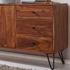 Elegantes Loft Sideboard aus Sheesham Holz - Basserini^Wohnen