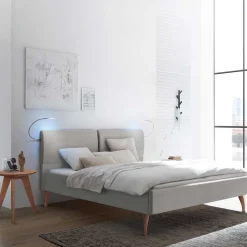 Elegantes Polsterbett in Grau und Kernbuche - Silka^Wohnen Sale