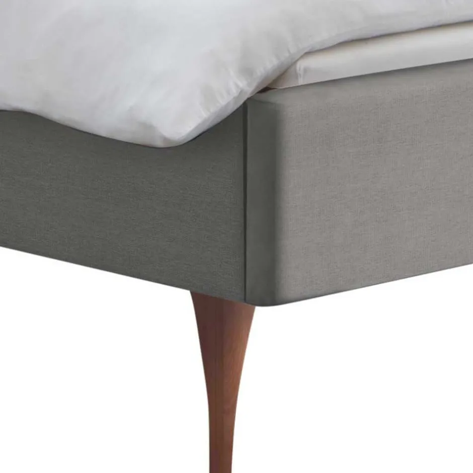 Elegantes Polsterbett in Grau und Kernbuche - Silka^Wohnen Sale