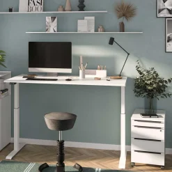 Elektrisch höhenverstellbarer Schreibtisch in Weiß - Sparkle^Wohnen Hot