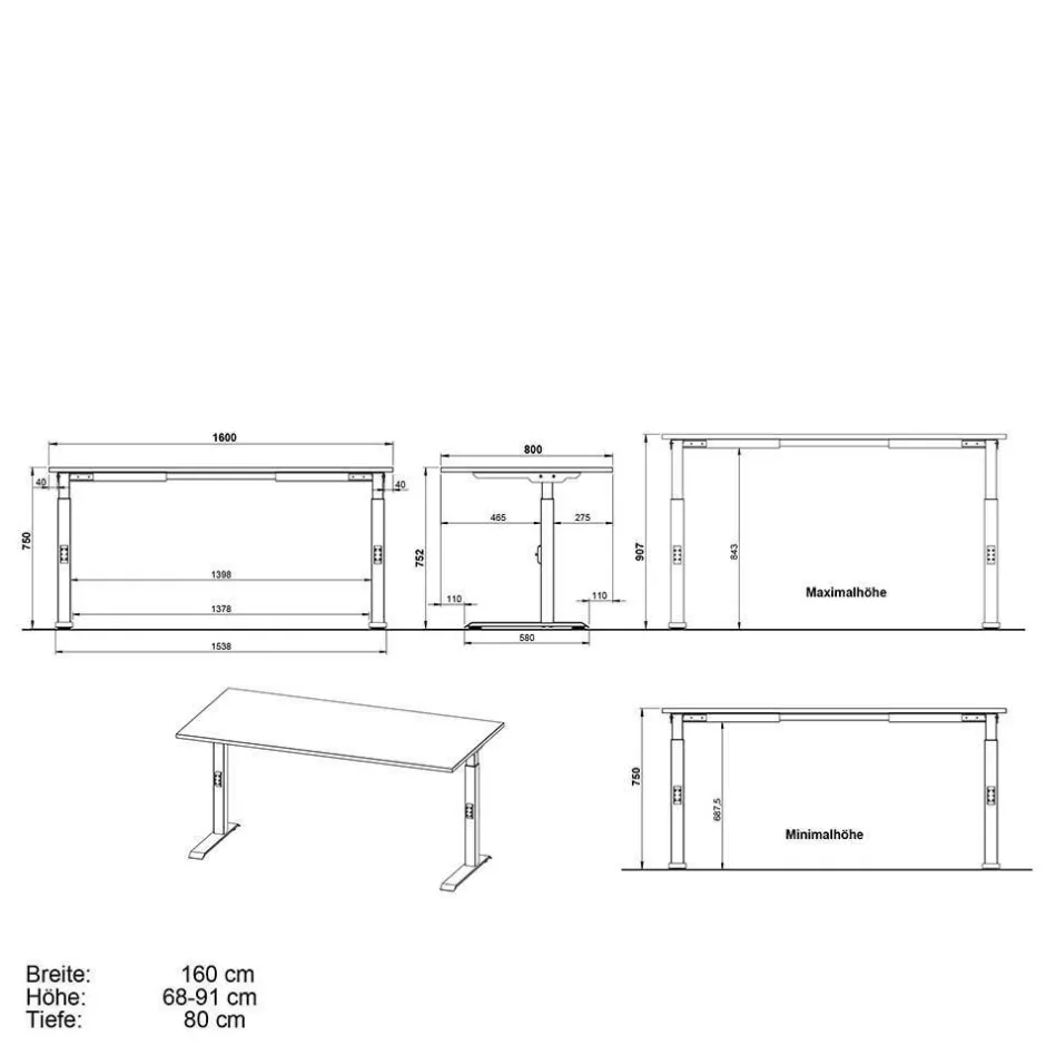 Wohnen Elektrisch höhenverstellbarer Schreibtisch modern - Pitovija