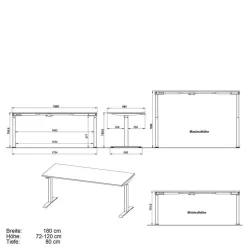 Wohnen Elektrisch verstellbarer Bürotisch & Rollcontainer - Tila (zweiteilig)