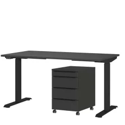 Wohnen Elektrisch verstellbarer Bürotisch & Rollcontainer - Tila (zweiteilig)