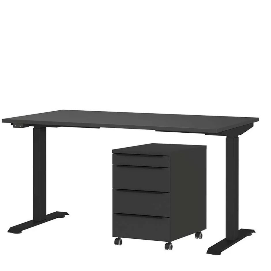 Wohnen Elektrisch verstellbarer Bürotisch & Rollcontainer - Tila (zweiteilig)