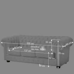 3er Ledersofa im Chesterfield Look - Dossera^Wohnen Hot