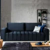 3er Schlafsofa in Dunkelblau Samt - Venice^Wohnen Outlet