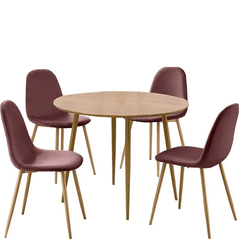 Wohnen Essgruppe in Altrosa & Eiche - Eva (fünfteilig)