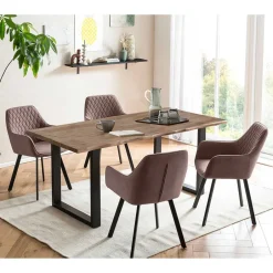 Essgruppe in Braun mit Schwarz - Mikava (fünfteilig)^Wohnen New