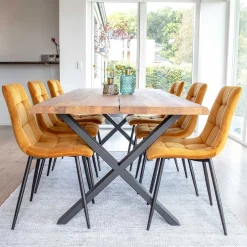 Essgruppe mit gelben Stühlen - Valco (siebenteilig)^Wohnen Clearance