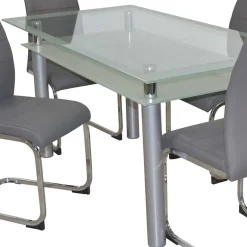 Wohnen Essgruppe mit Glastisch & Schwingstühlen - Baryma (fünfteilig)