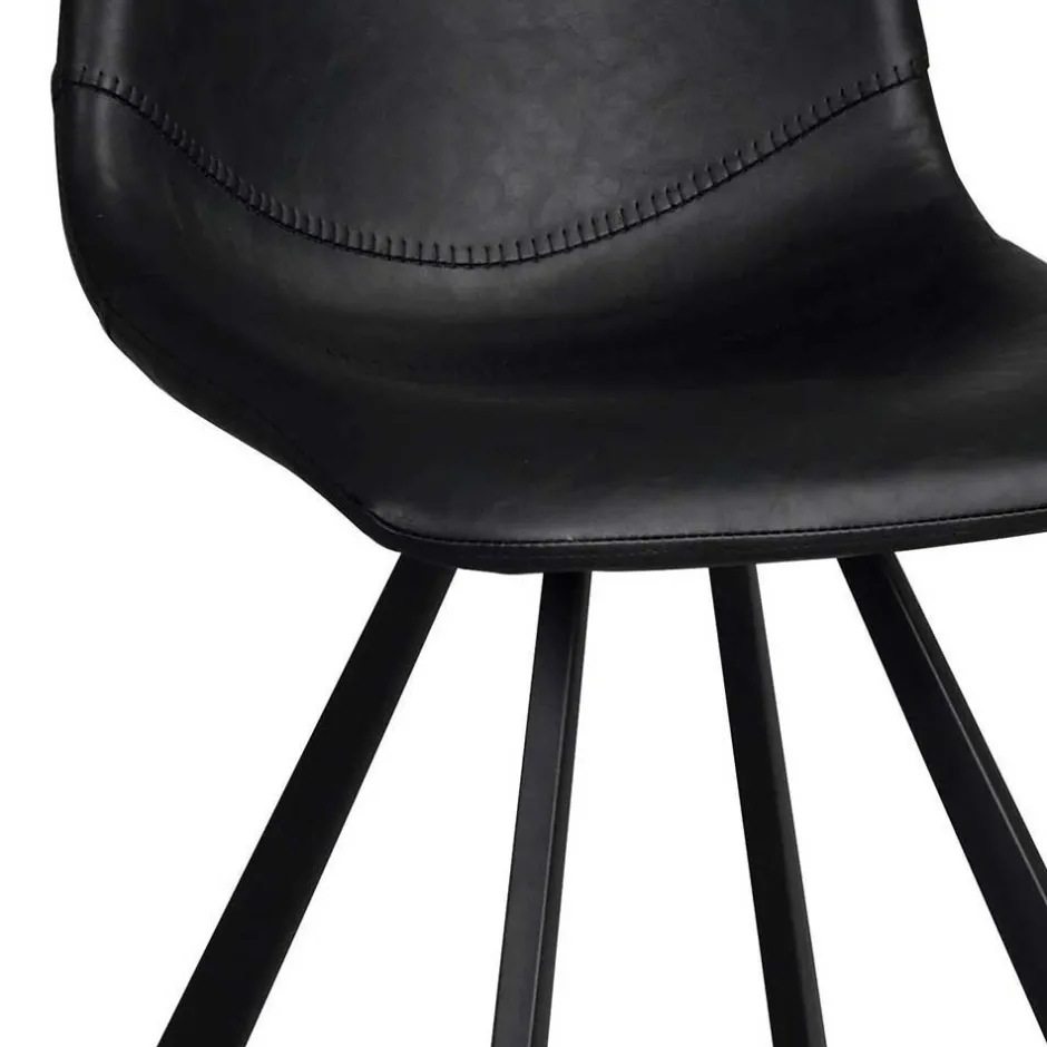 Wohnen Esstisch & 6 schwarze Stühle - Flints (siebenteilig)