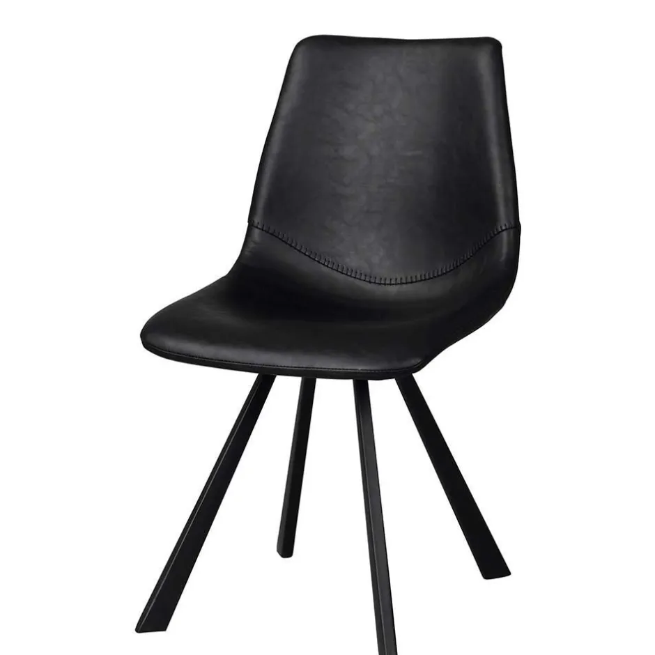 Wohnen Esstisch & 6 schwarze Stühle - Flints (siebenteilig)