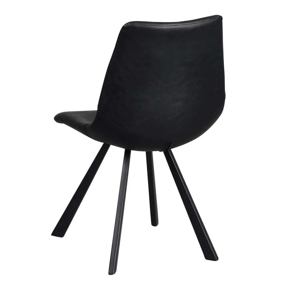 Wohnen Esstisch & 6 schwarze Stühle - Flints (siebenteilig)