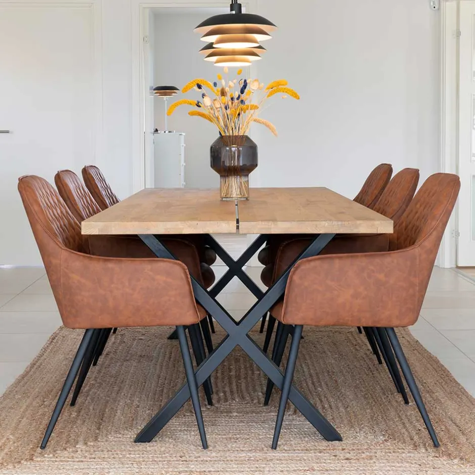 Esstisch & Kunstleder Armlehnstühle - Jimma (siebenteilig)^Wohnen Discount