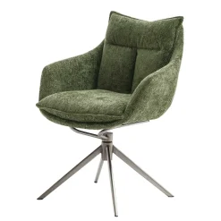 Esstisch Armlehnenstuhl in Oliv Grün und Edelstahl - Mint (2er Set)^Wohnen Sale