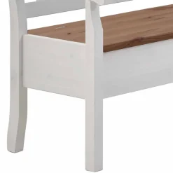 Wohnen Esstisch Eckbank Barlad aus Kiefernholz Weiß mit Braun