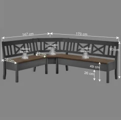 Wohnen Esstisch Eckbank Jytte in Grau Kiefer massiv