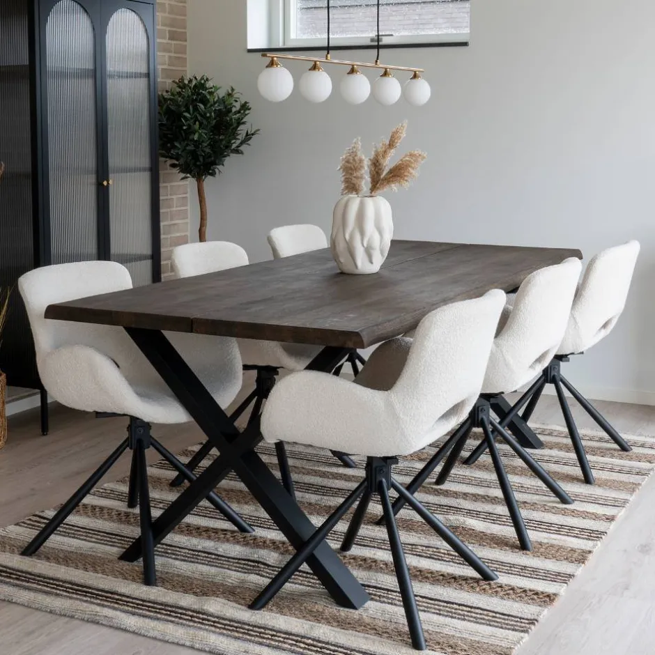 Wohnen Esstisch mit Tischsesseln drehbar als Set - Ceolata (siebenteilig)