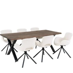 Wohnen Esstisch mit Tischsesseln drehbar als Set - Ceolata (siebenteilig)