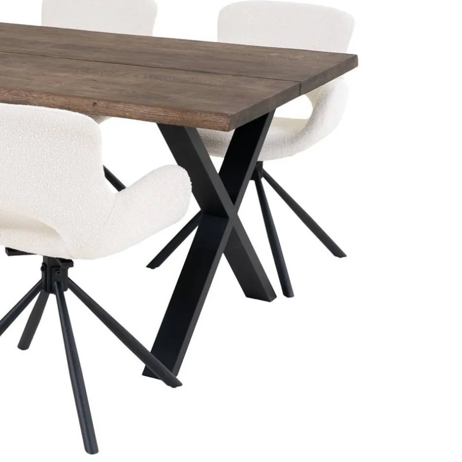 Wohnen Esstisch mit Tischsesseln drehbar als Set - Ceolata (siebenteilig)