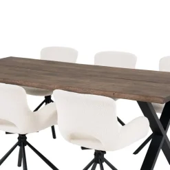 Wohnen Esstisch mit Tischsesseln drehbar als Set - Ceolata (siebenteilig)