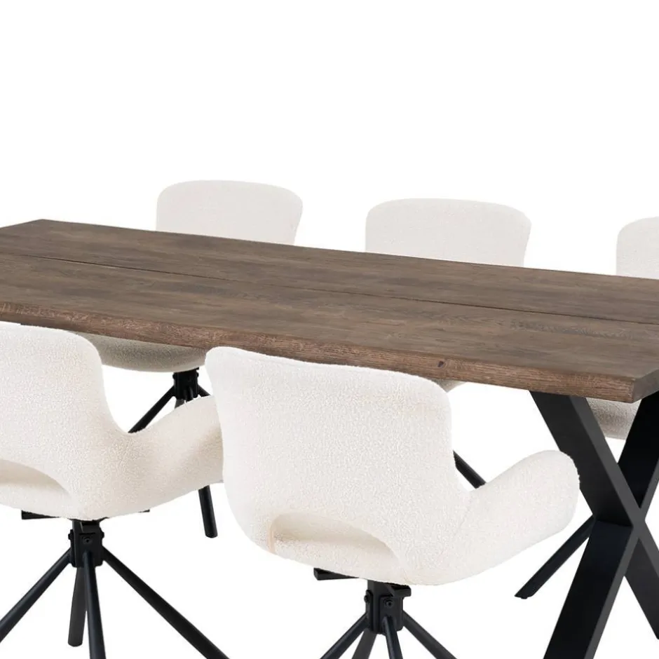 Wohnen Esstisch mit Tischsesseln drehbar als Set - Ceolata (siebenteilig)