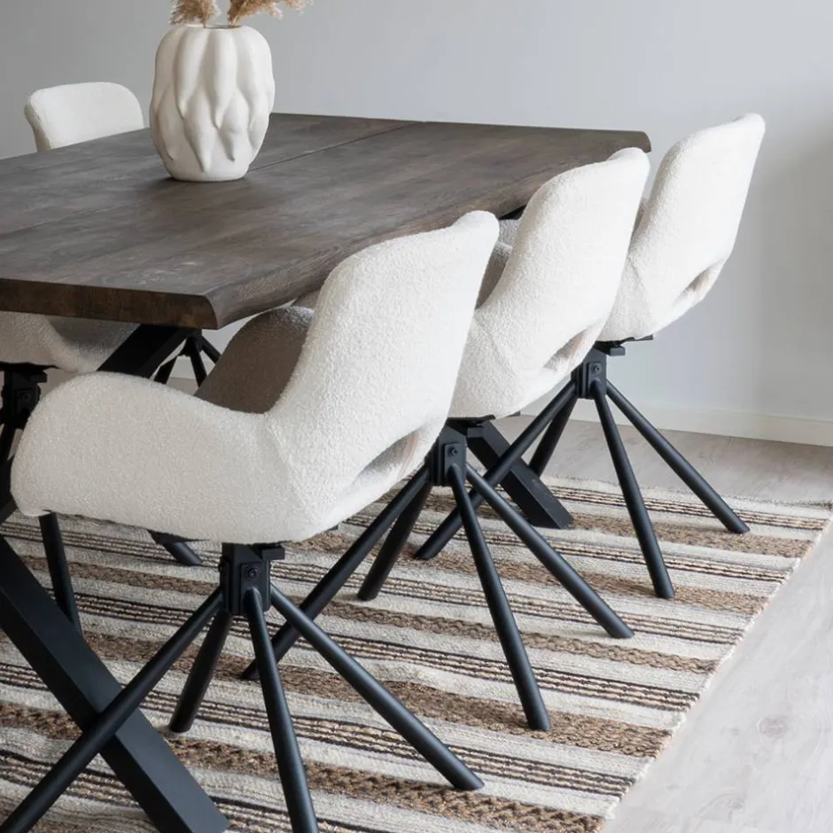 Wohnen Esstisch mit Tischsesseln drehbar als Set - Ceolata (siebenteilig)