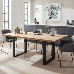 Wohnen Esstisch mit U-Beinen aus schwarzem Stahl - Theo